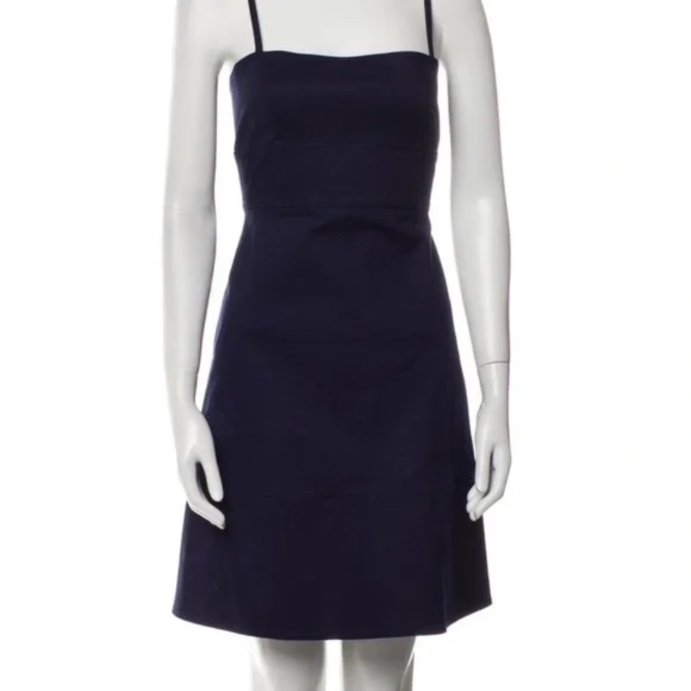 Proenza Schouler White Label Strappy Button Back Navy Blue Cotton Mini Dress 4